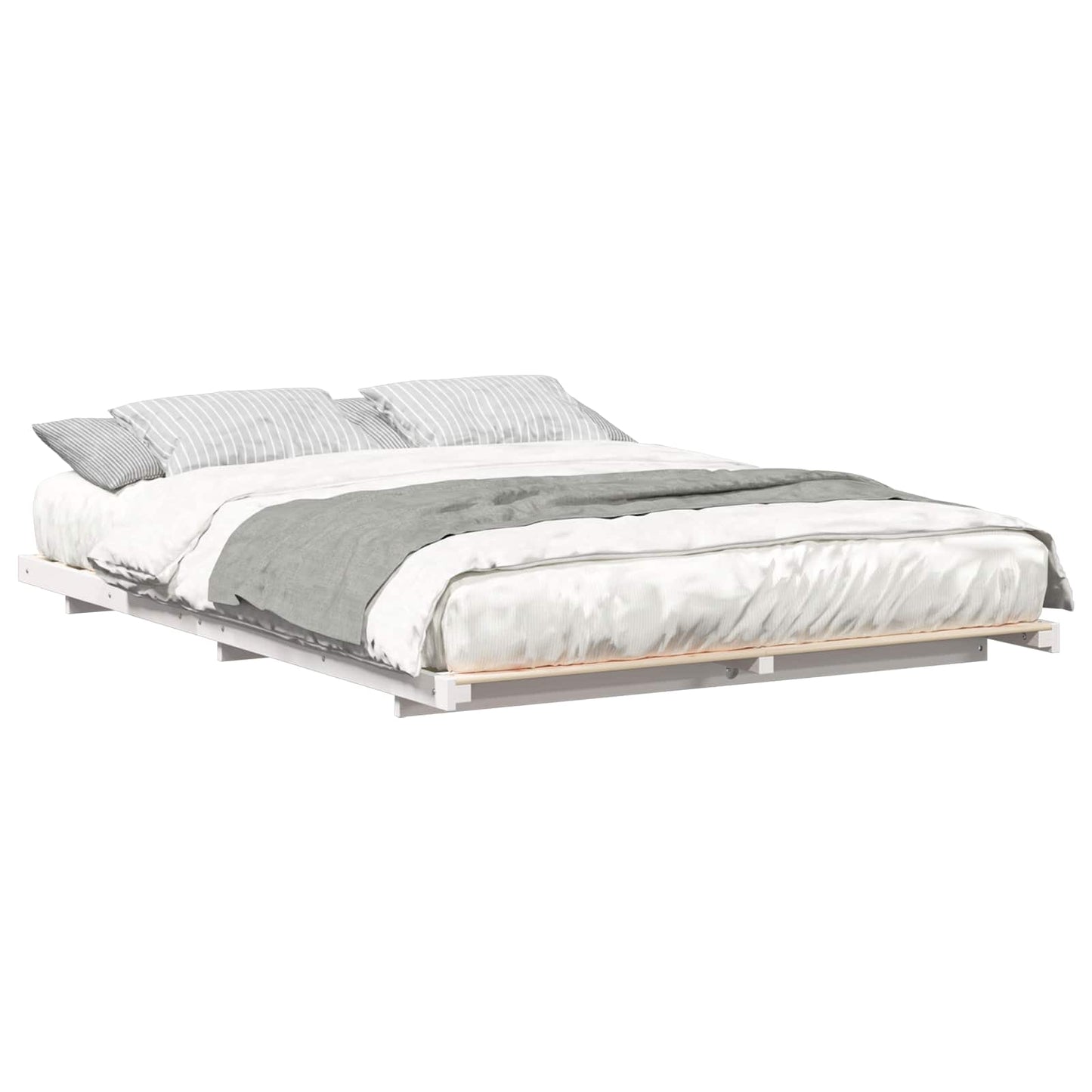 Sengestel Hvid 140 x 210 cm Massiv fyrretræ