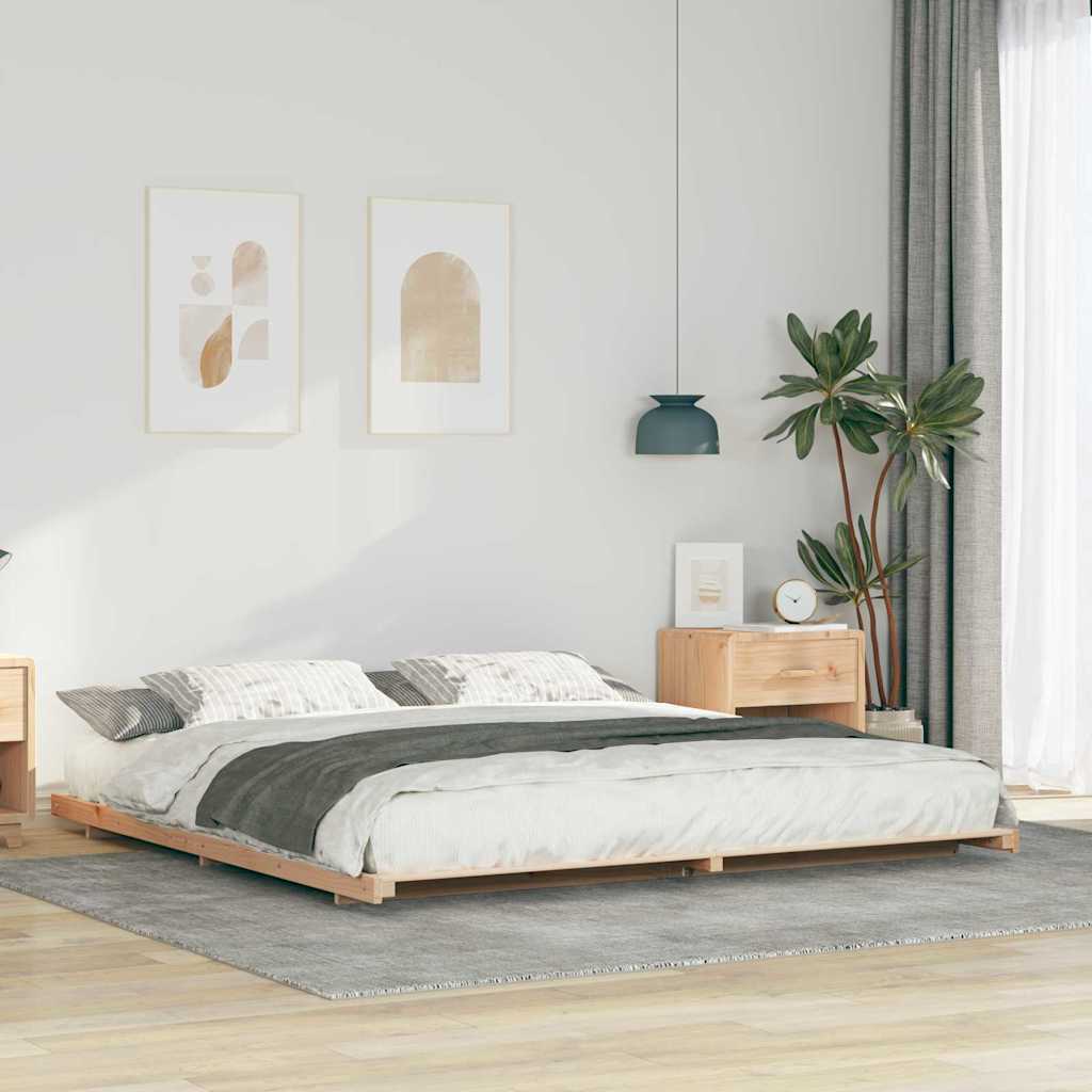 Sengestel Brun 180 x 210 cm Massiv fyrretræ