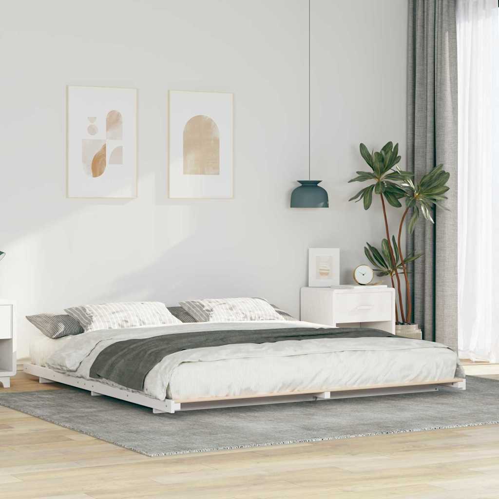 Sengestel Hvid 180 x 210 cm Massiv fyrretræ