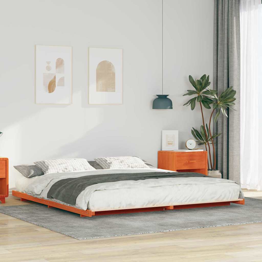Sengestel Voks brun 180 x 210 cm Massiv fyrretræ