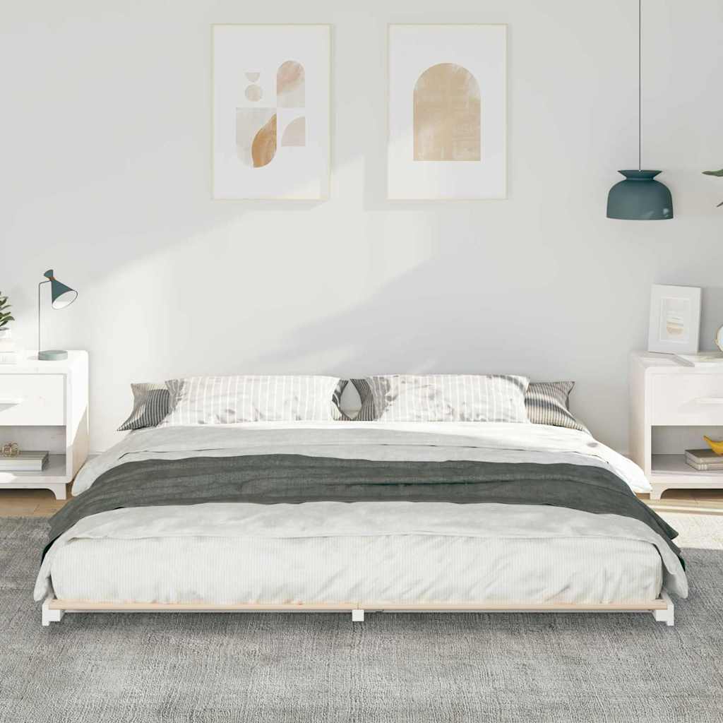 Sengestel Hvid 200 x 210 cm Massiv fyrretræ