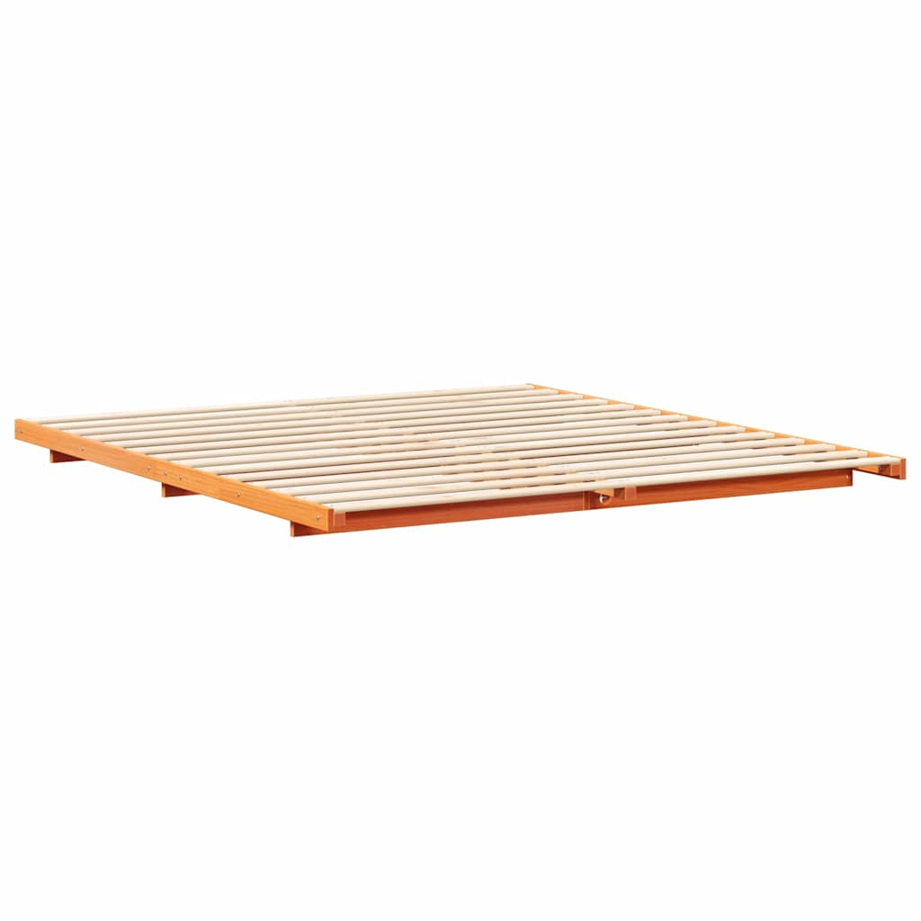 Sengestel Voks brun 200 x 210 cm Massiv fyrretræ