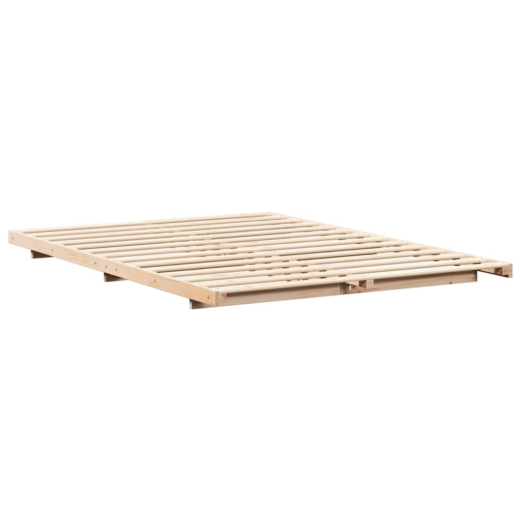 Sengestel Brun 140 x 220 cm Massiv fyrretræ