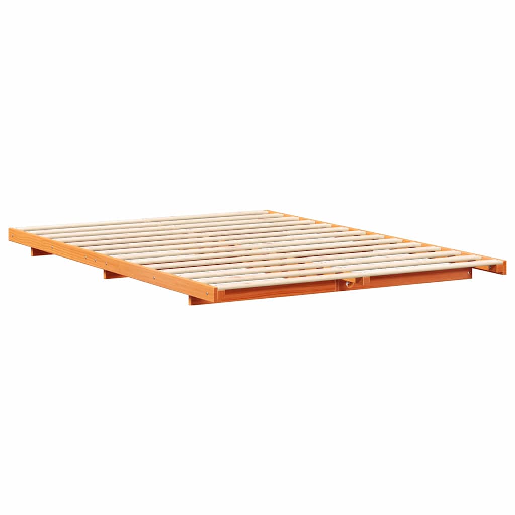 Sengestel Voks brun 140 x 220 cm Massiv fyrretræ