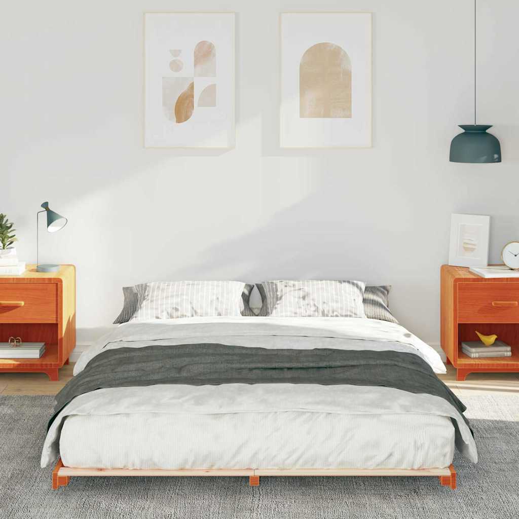 Sengestel Voks brun 160 x 220 cm Massiv fyrretræ