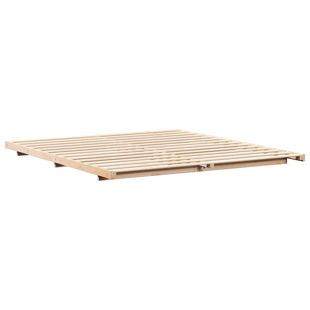 Sengestel Brun 200 x 220 cm Massiv fyrretræ