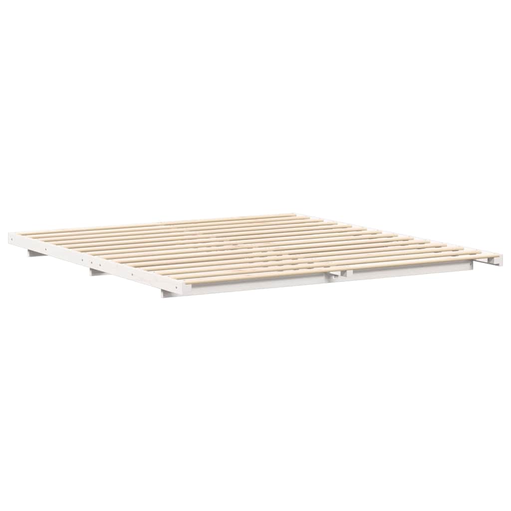 Sengestel Hvid 200 x 220 cm Massiv fyrretræ