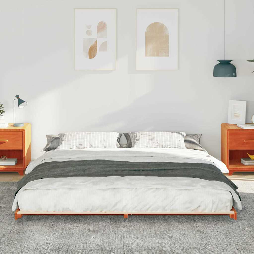 Sengestel Voks brun 200 x 220 cm Massiv fyrretræ