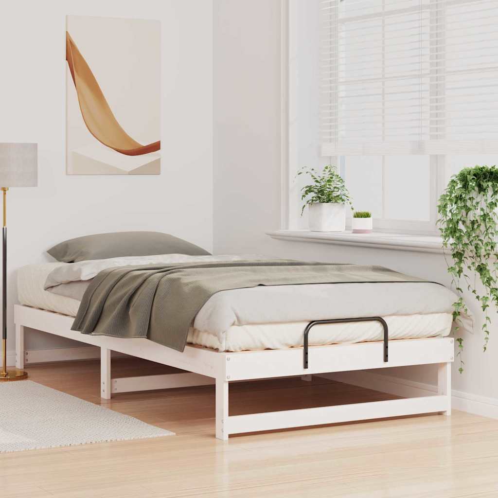 Sengestel Hvid 100 x 200 cm Massiv fyrretræ