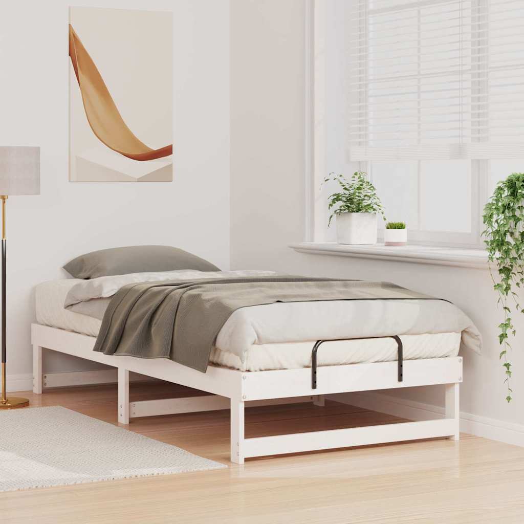 Sengestel Hvid 90 x 190 cm Massiv fyrretræ