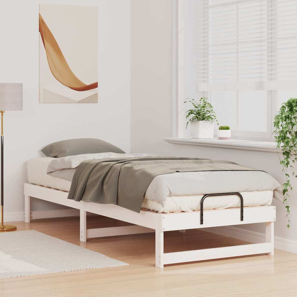 Sengestel Hvid 90 x 210 cm Massiv fyrretræ