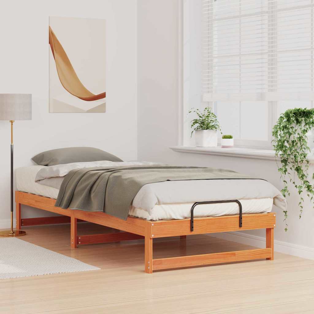 Sengestel Brun 90 x 220 cm Massiv fyrretræ