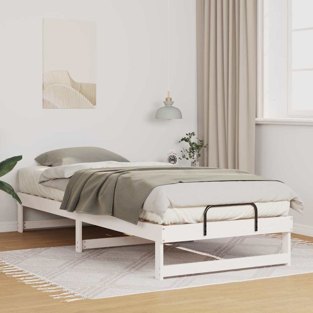 Sengestel Hvid 100 x 220 cm Massiv fyrretræ