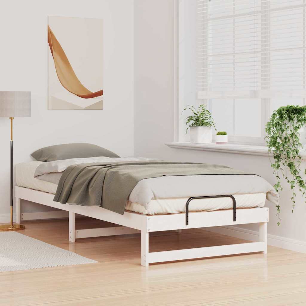 Sengestel Hvid 100 x 220 cm Massiv fyrretræ