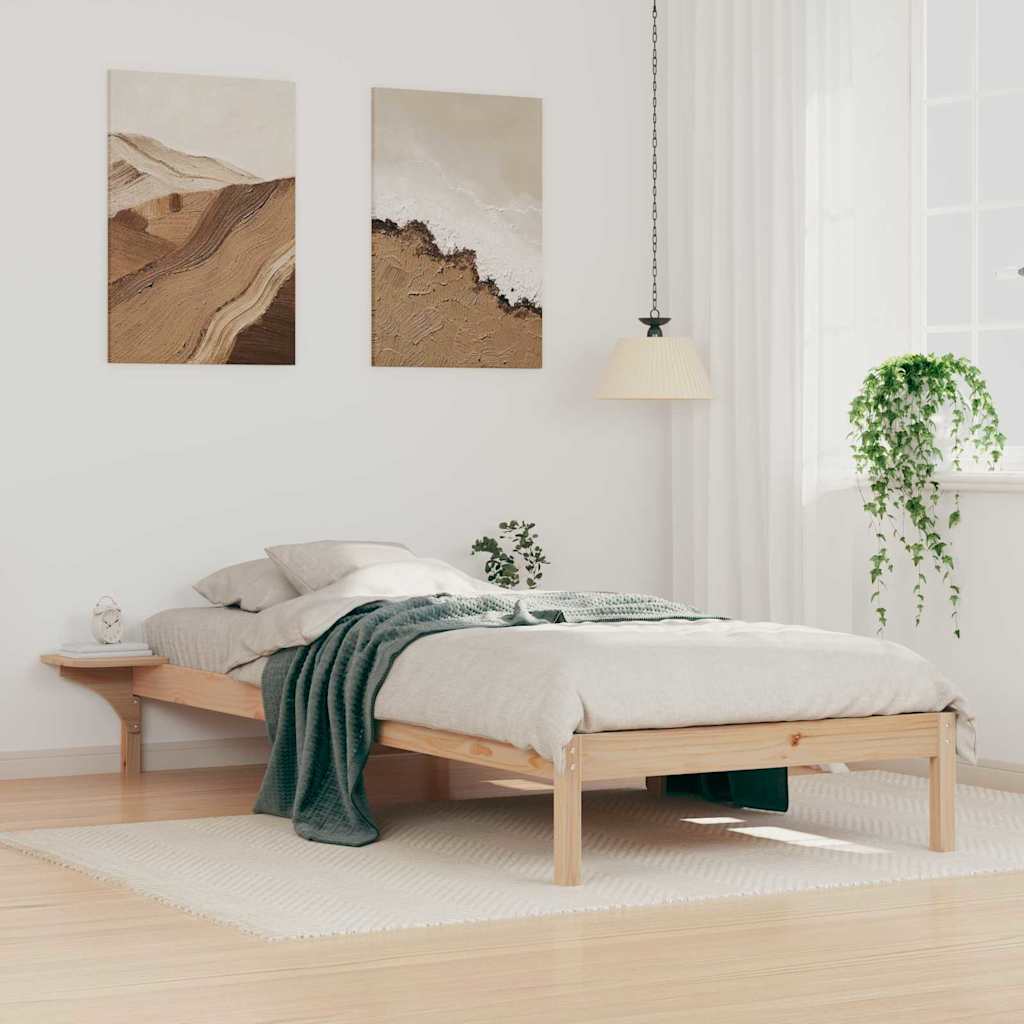 Sengestel med sideborde Naturfarvet 100 x 210 cm