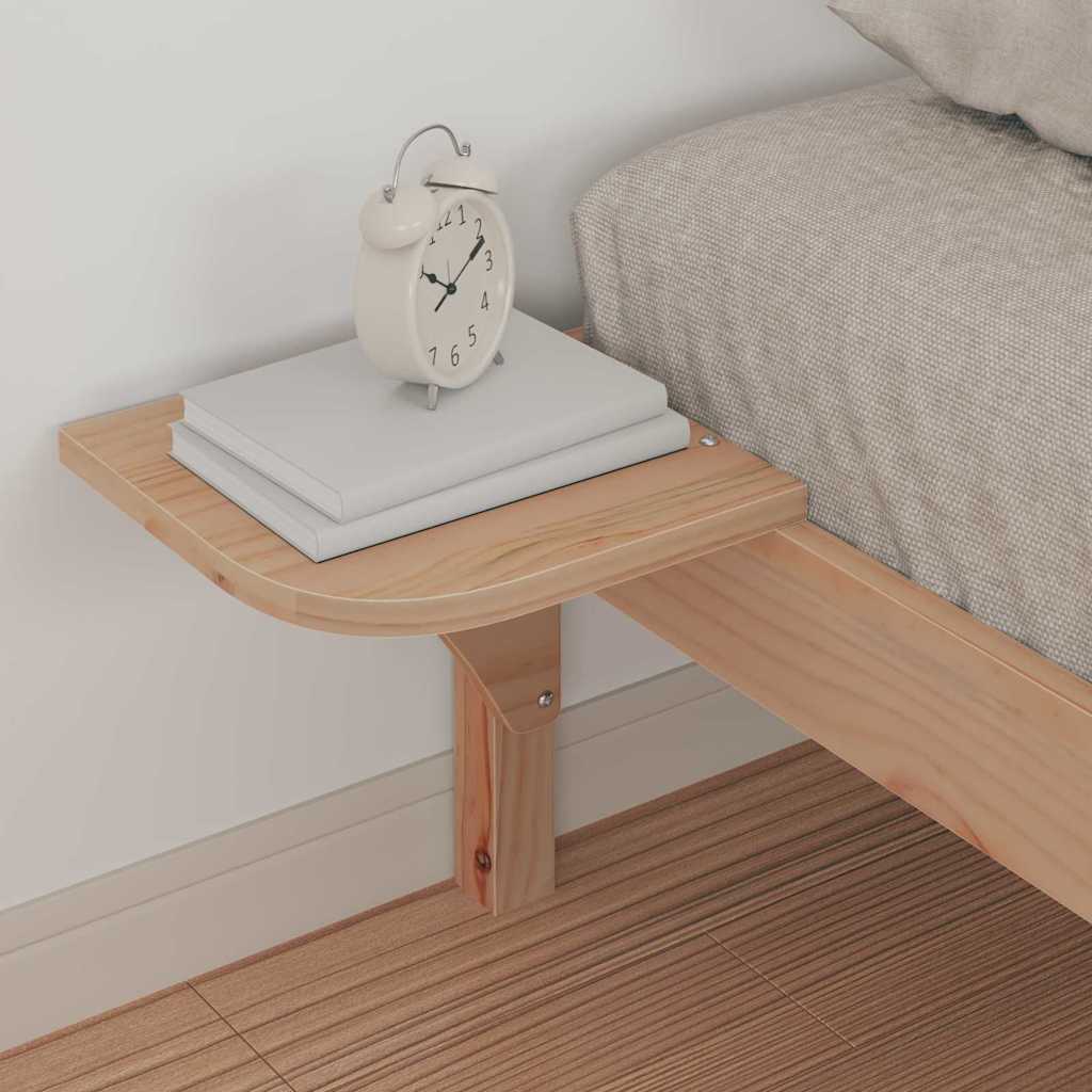 Sengestel med sideborde Naturfarvet 100 x 210 cm