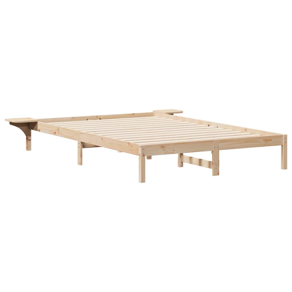 Sengestel med sideborde Naturfarvet 140 x 210 cm