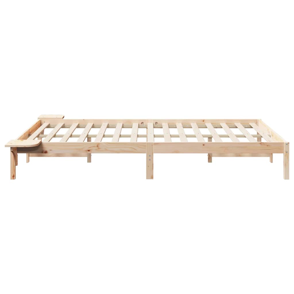 Sengestel med sideborde Naturfarvet 140 x 210 cm