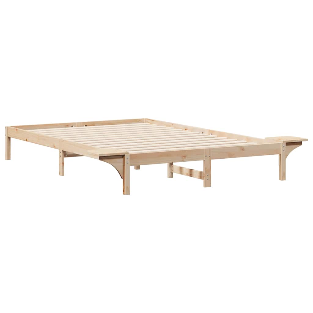 Sengestel med sideborde Naturfarvet 160 x 210 cm