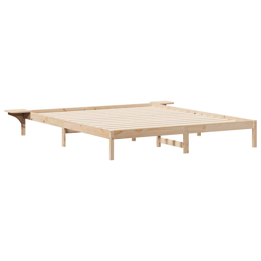Sengestel med sideborde Naturfarvet 180 x 210 cm