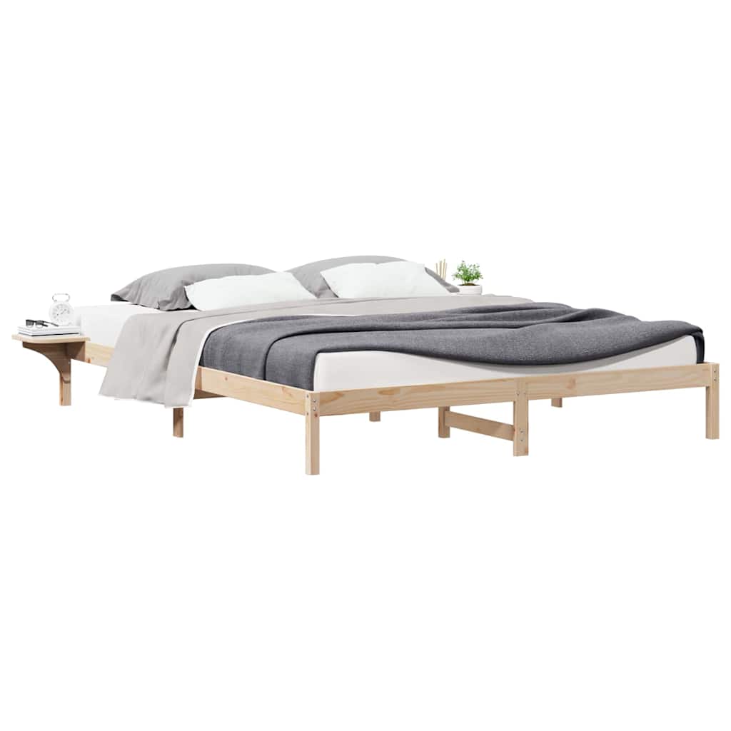 Sengestel med sideborde Naturfarvet 180 x 210 cm