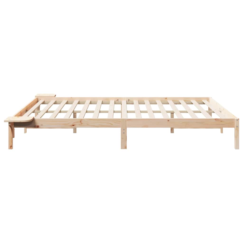Sengestel med sideborde Naturfarvet 180 x 210 cm