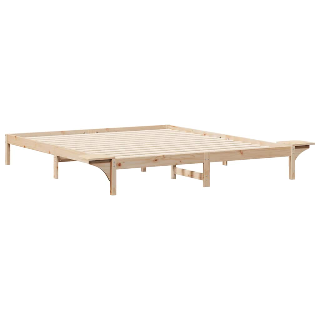 Sengestel med sideborde Naturfarvet 200 x 210 cm