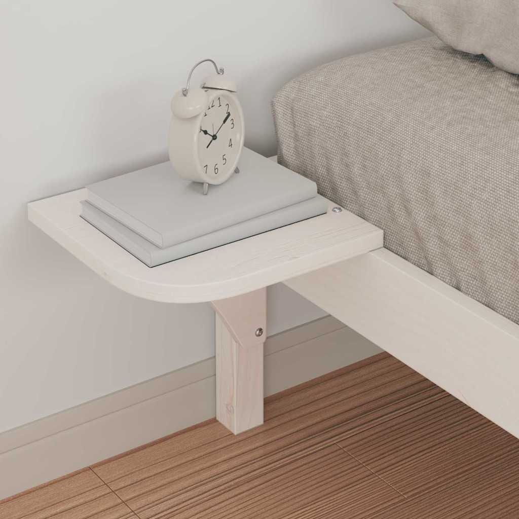 Sengestel med sideborde Hvid 80 x 220 cm Massiv fyrretræ