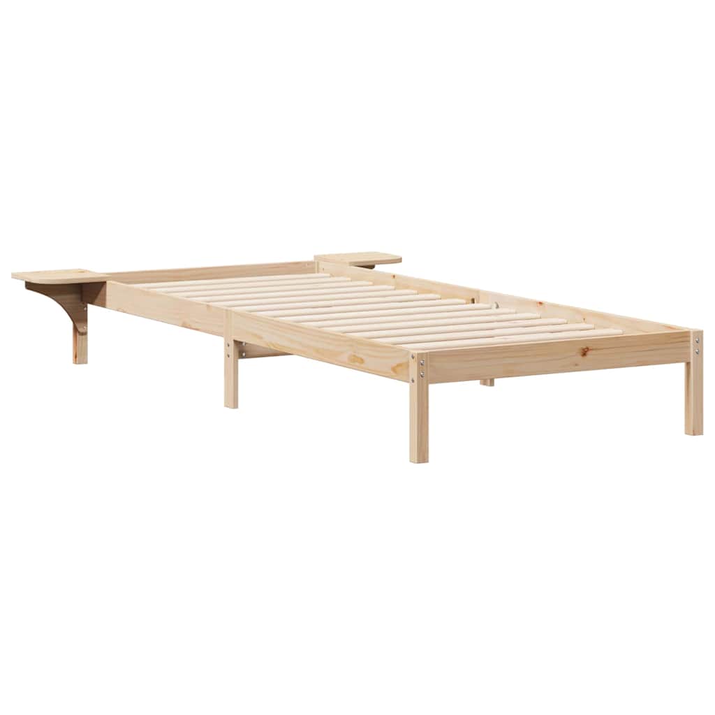 Sengestel med sideborde Naturfarvet 100 x 220 cm