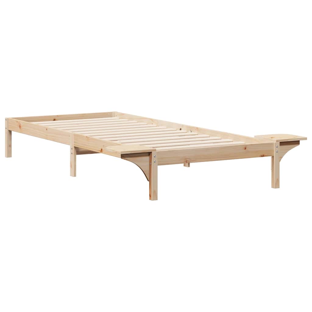 Sengestel med sideborde Naturfarvet 100 x 220 cm