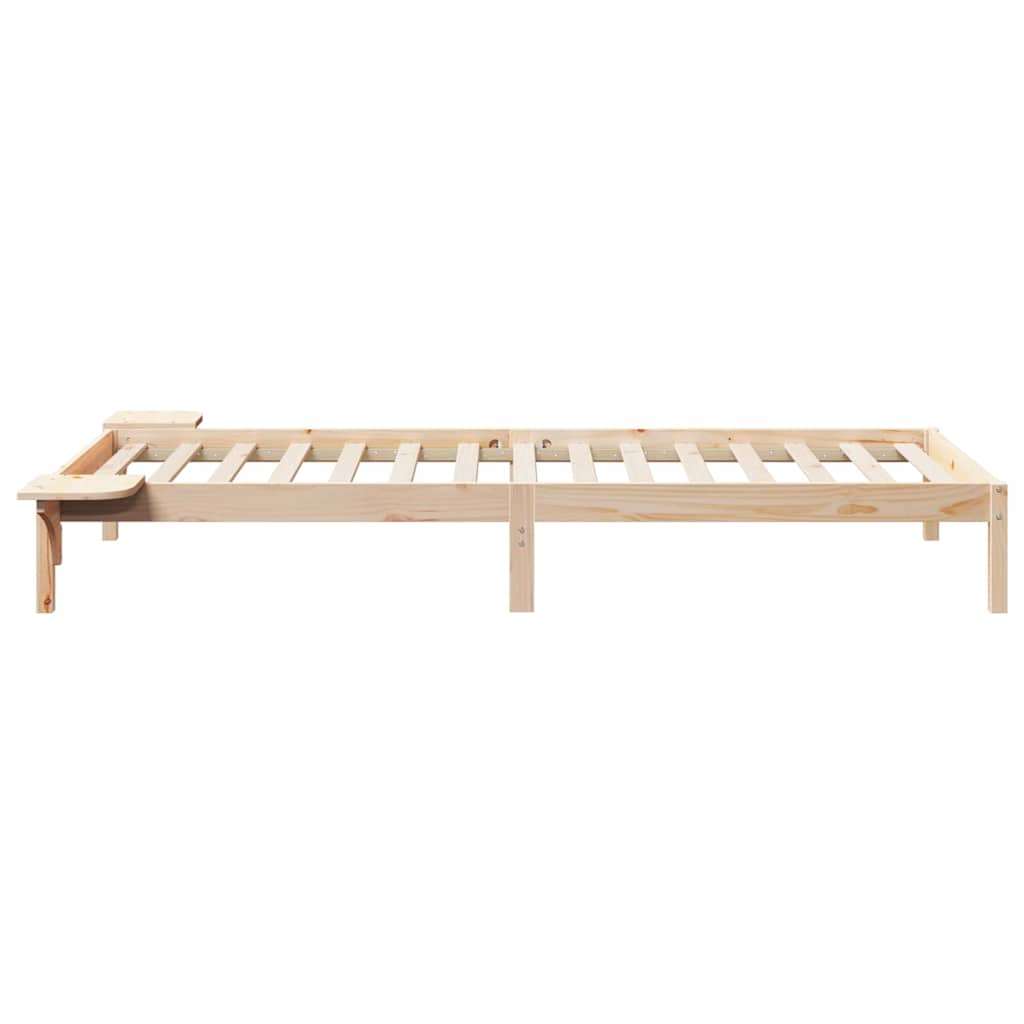Sengestel med sideborde Naturfarvet 100 x 220 cm