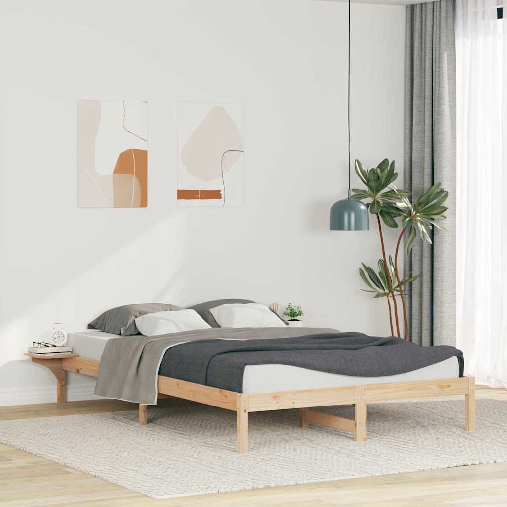 Sengestel med sideborde Naturfarvet 160 x 220 cm