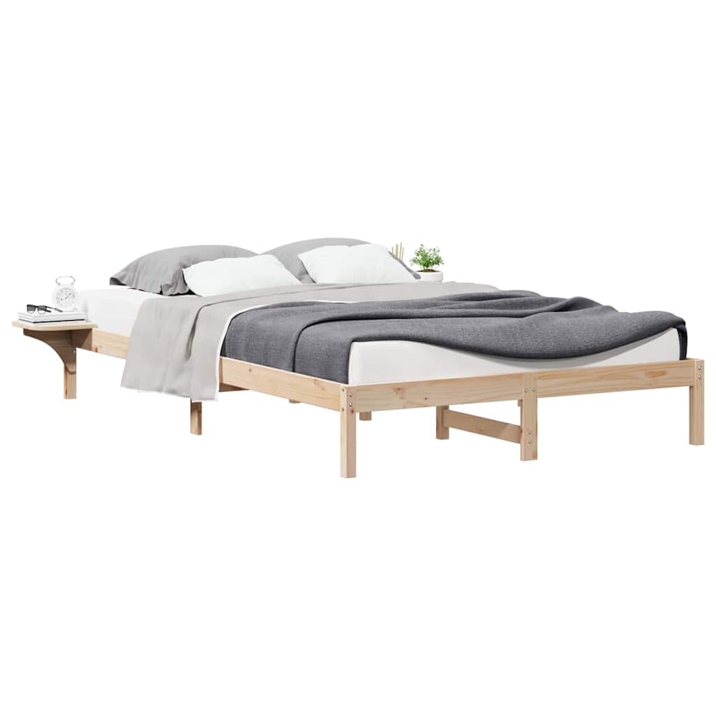 Sengestel med sideborde Naturfarvet 160 x 220 cm