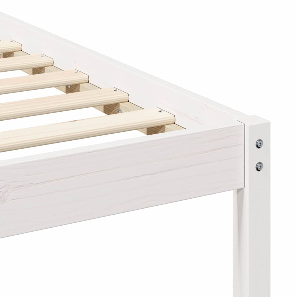Sengestel med sideborde Hvid 180 x 220 cm Massiv fyrretræ