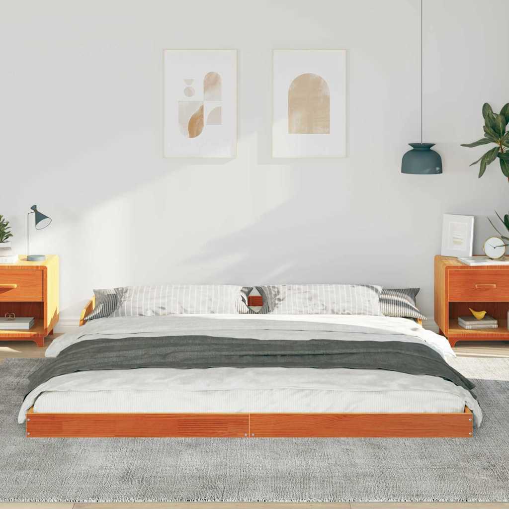 Sengestel Voks brun 200 x 200 cm Massiv fyrretræ