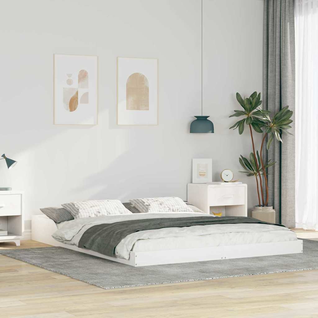 Sengestel Hvid 150 x 200 cm Massiv fyrretræ