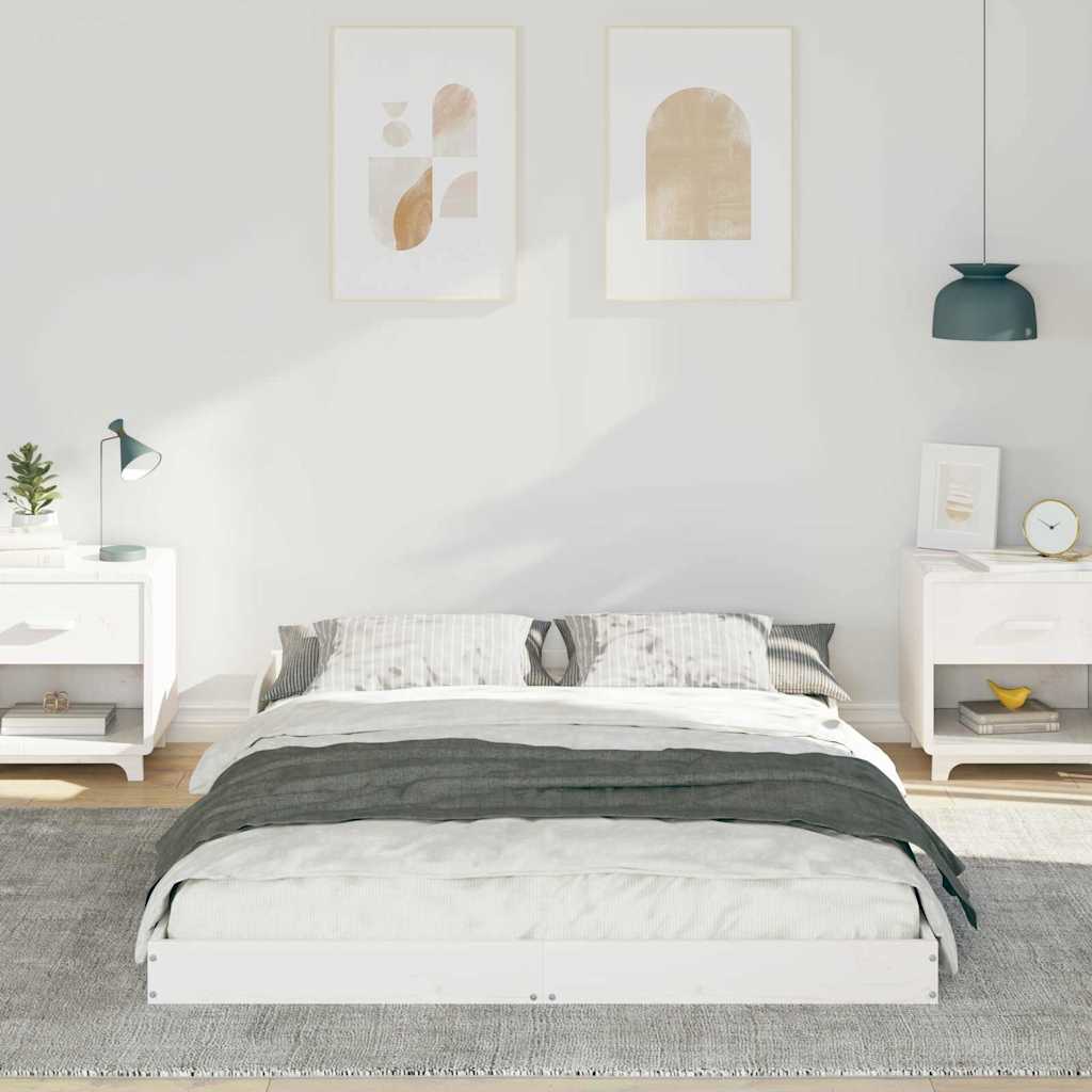 Sengestel Hvid 135 x 190 cm Massiv fyrretræ