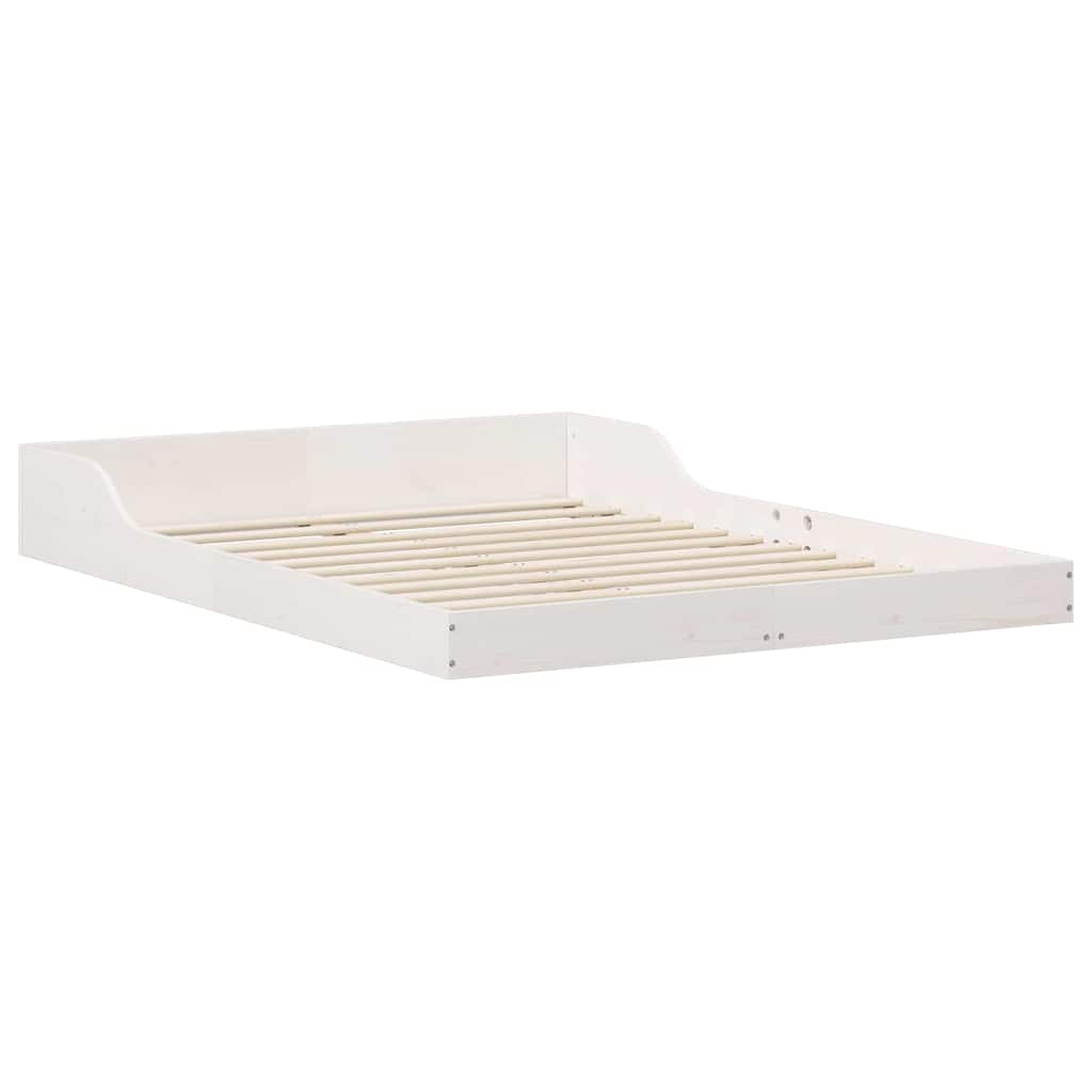 Sengestel Hvid 135 x 190 cm Massiv fyrretræ