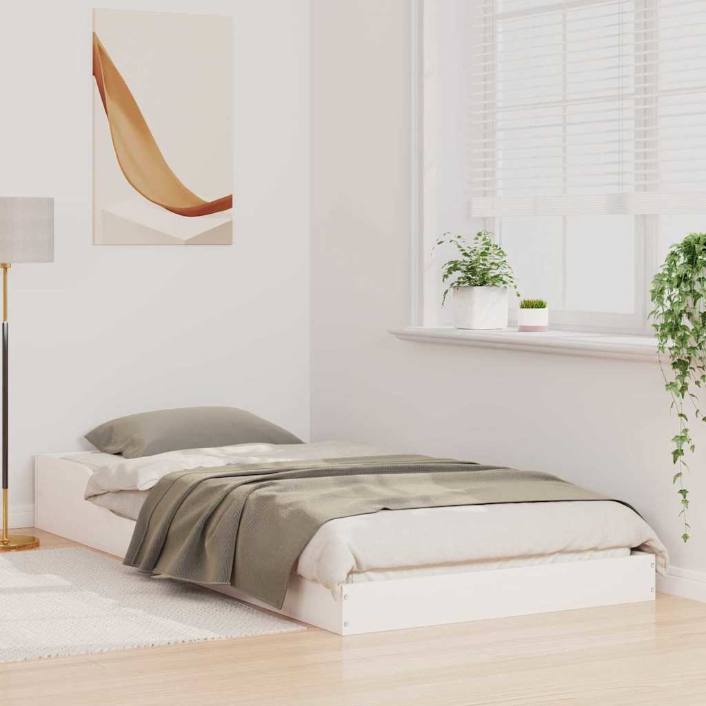 Sengestel Hvid 100 x 200 cm Massiv fyrretræ