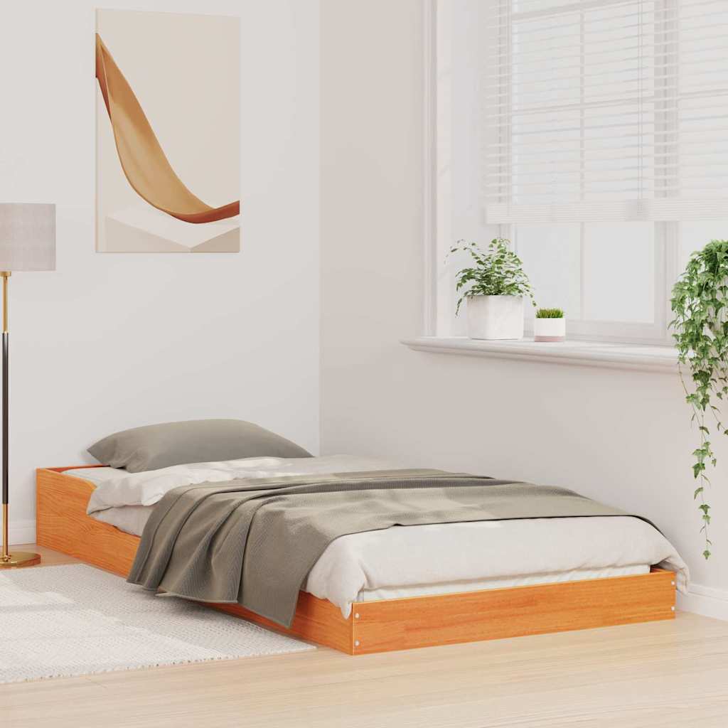 Sengestel Voks brun 100 x 200 cm Massiv fyrretræ