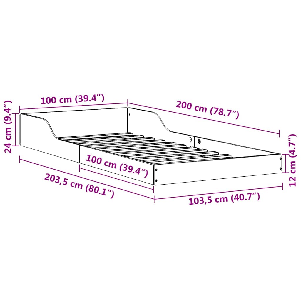 Sengestel Voks brun 100 x 200 cm Massiv fyrretræ