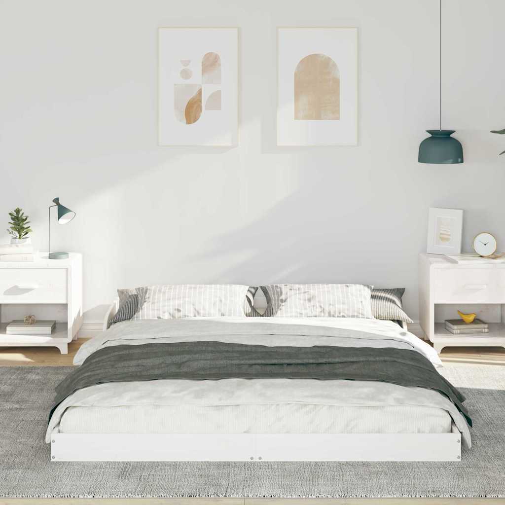 Sengestel Hvid 140 x 210 cm Massiv fyrretræ