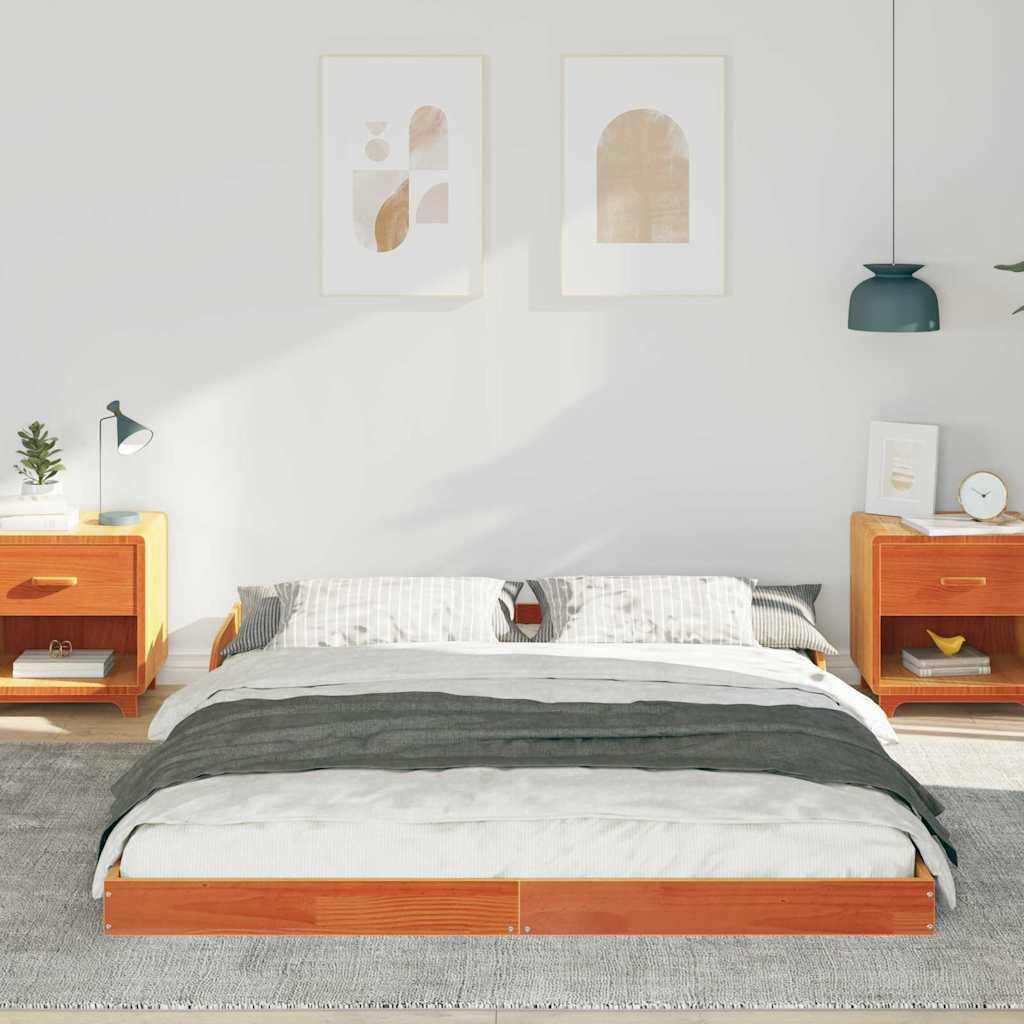 Sengestel Voks brun 140 x 210 cm Massiv fyrretræ