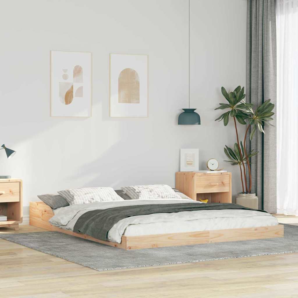 Sengestel Brun 160 x 210 cm Massiv fyrretræ