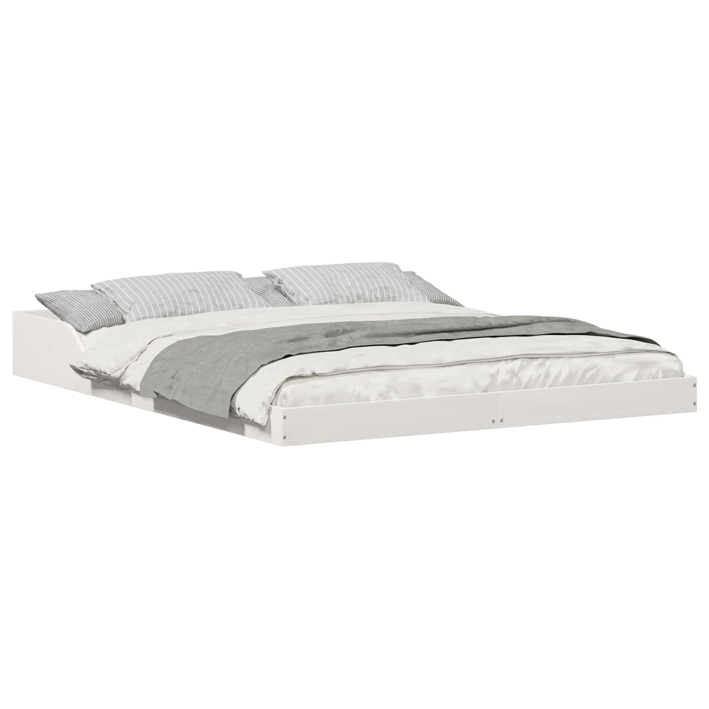 Sengestel Hvid 160 x 210 cm Massiv fyrretræ