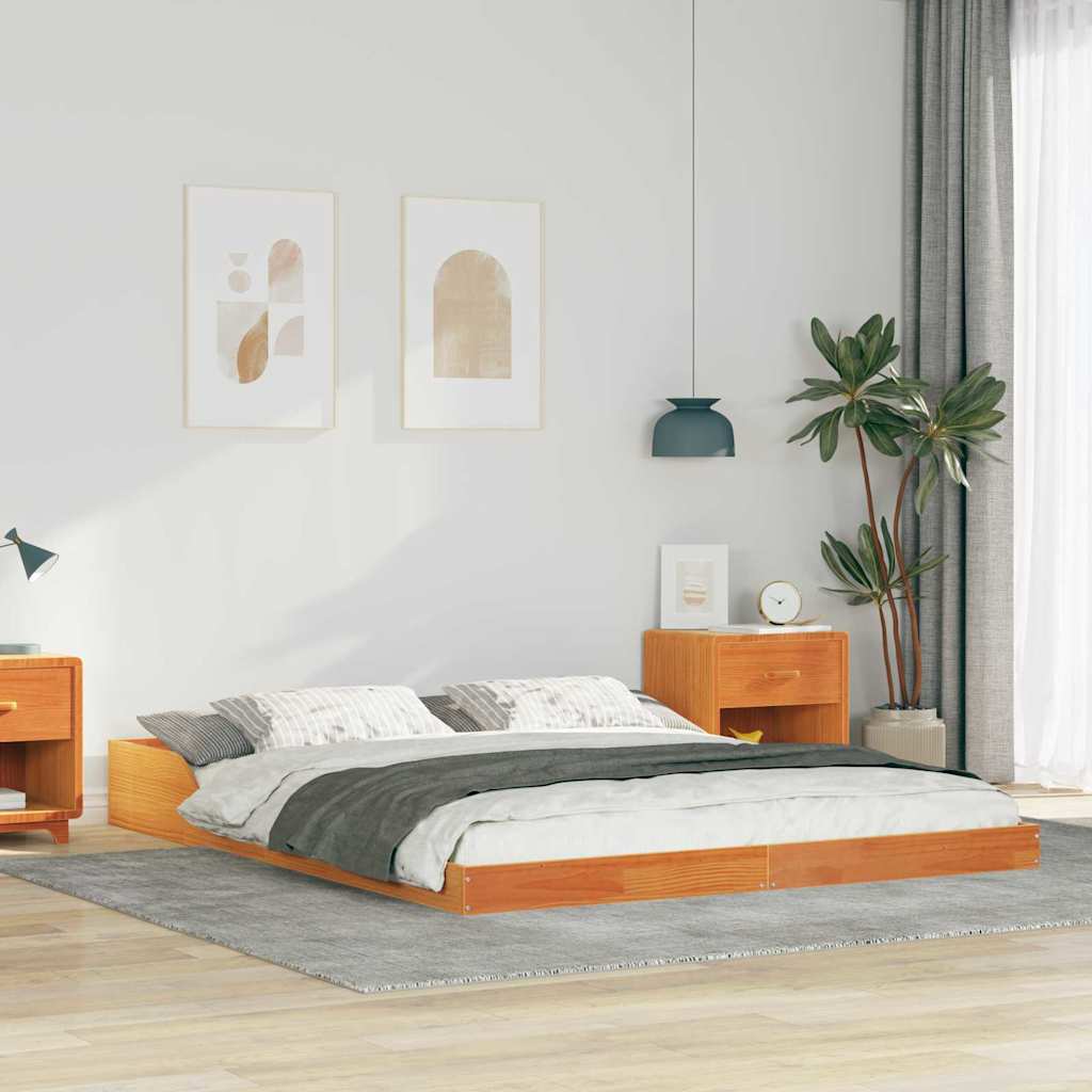 Sengestel Voks brun 160 x 210 cm Massiv fyrretræ