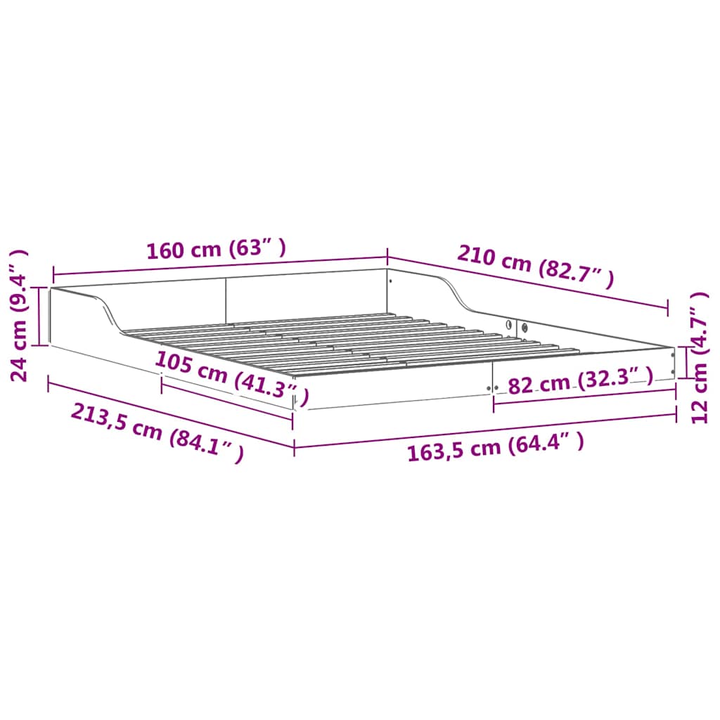 Sengestel Voks brun 160 x 210 cm Massiv fyrretræ