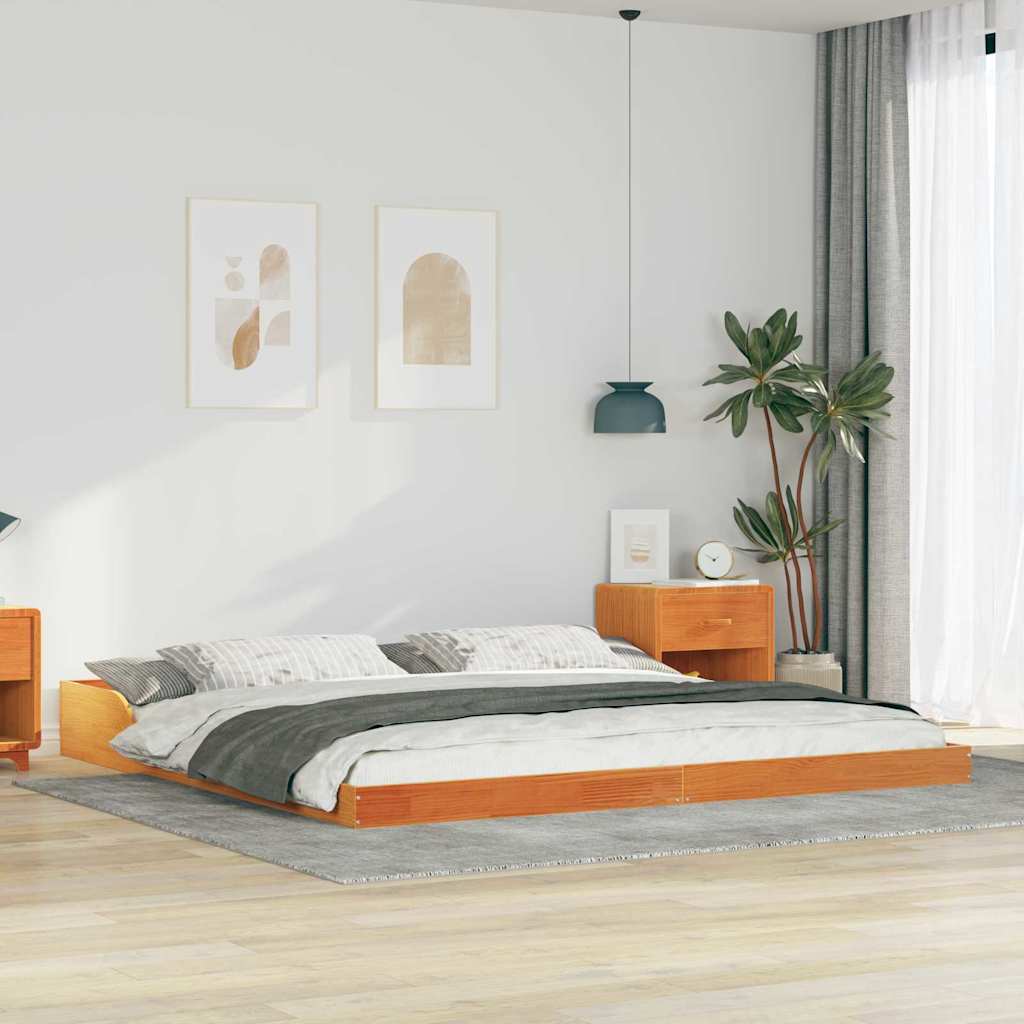 Sengestel Voks brun 180 x 210 cm Massiv fyrretræ