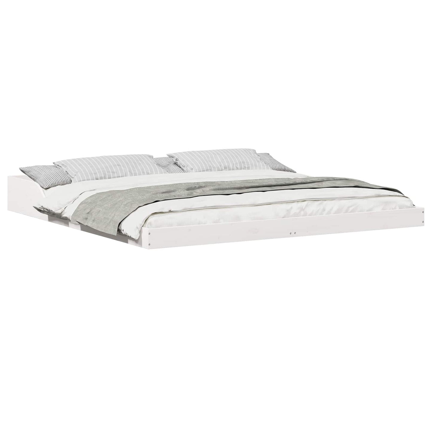 Sengestel Hvid 200 x 210 cm Massiv fyrretræ