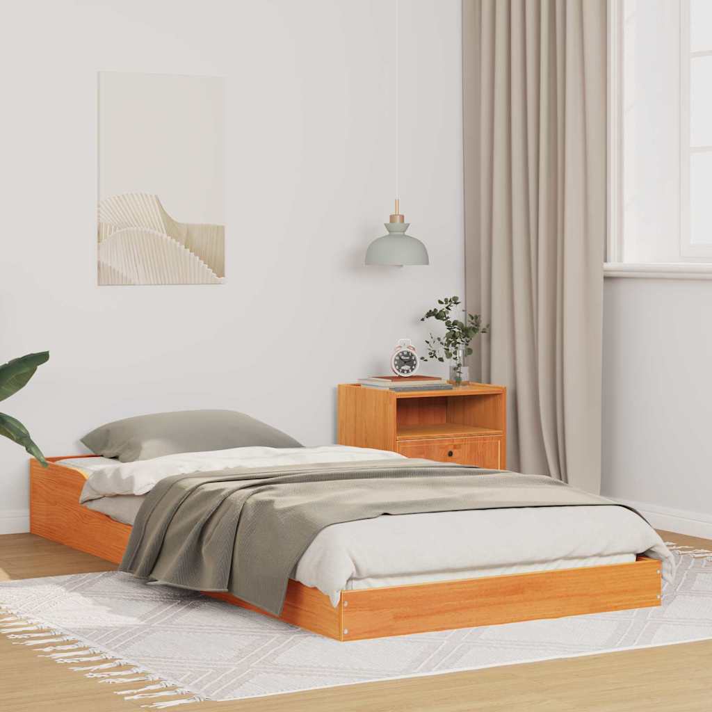 Sengestel Voks brun 90 x 220 cm Massiv fyrretræ